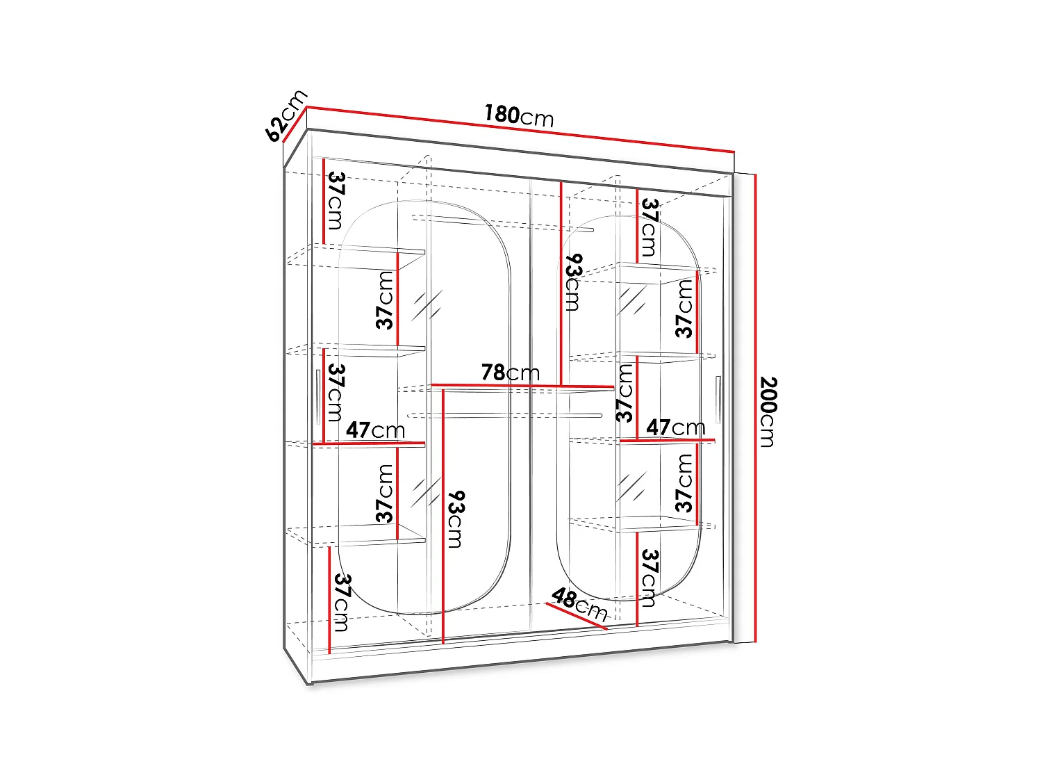 Armoire Hartford 520, Cachemire, 200x180x62cm, Portes d'armoire: Coulissantes
