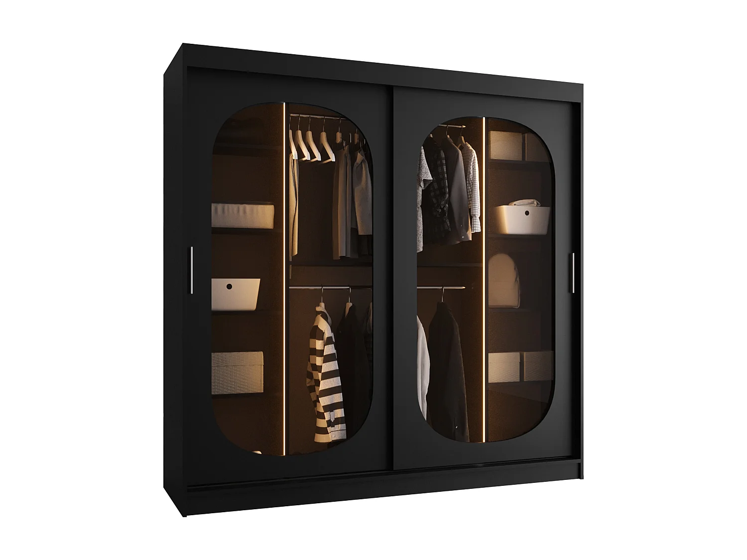 Armario Hartford 521, Negro, 200x200x62cm, Puertas de armario: Correderas