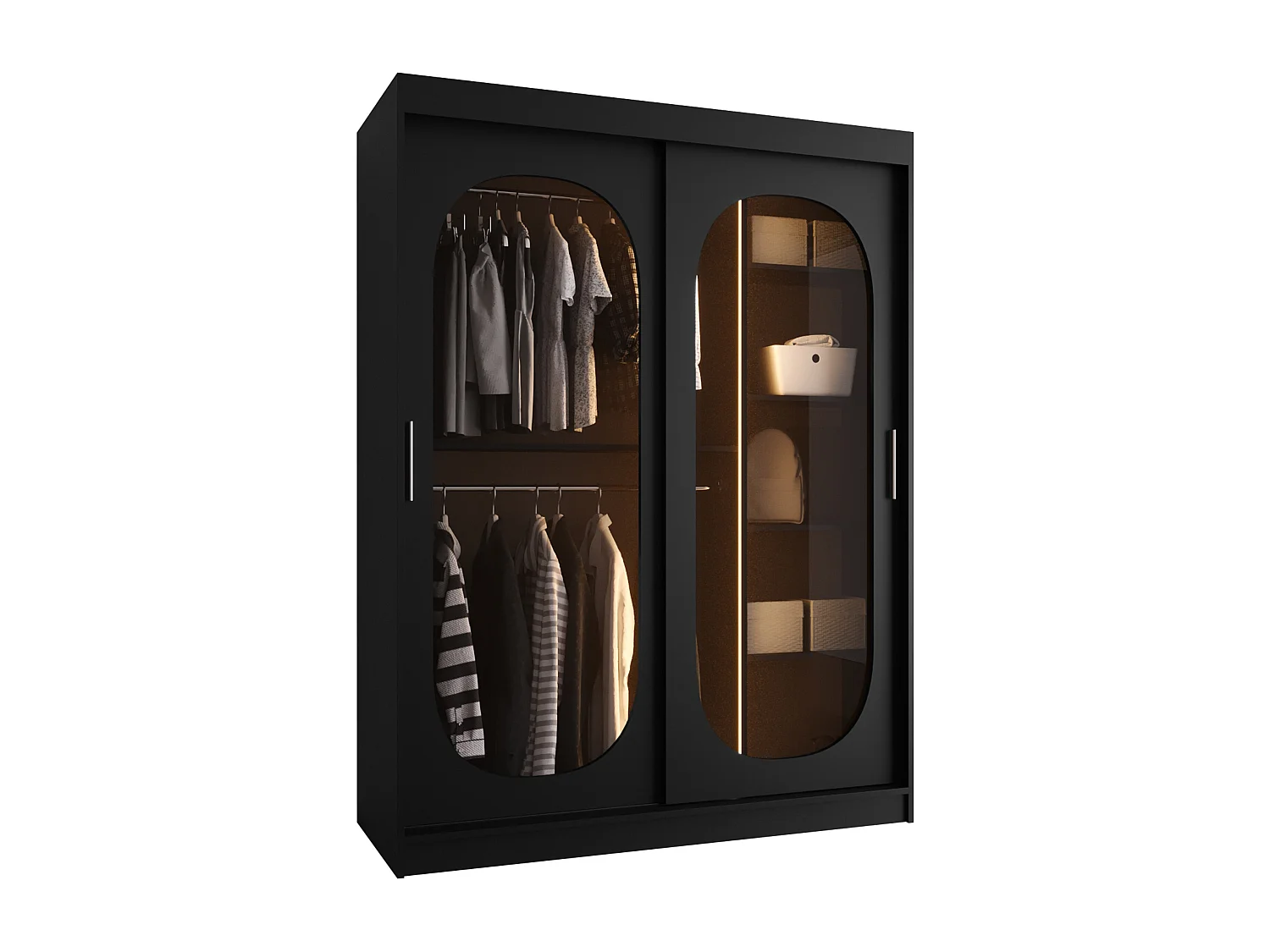 Armario Hartford 519, Negro, 200x150x62cm, Puertas de armario: Correderas