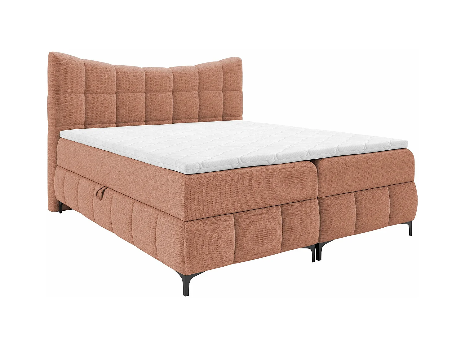 Cama continental Baltimore 193, Continental, Doble, Rojo, 200x200, Tapiz, Somieres, 204cm