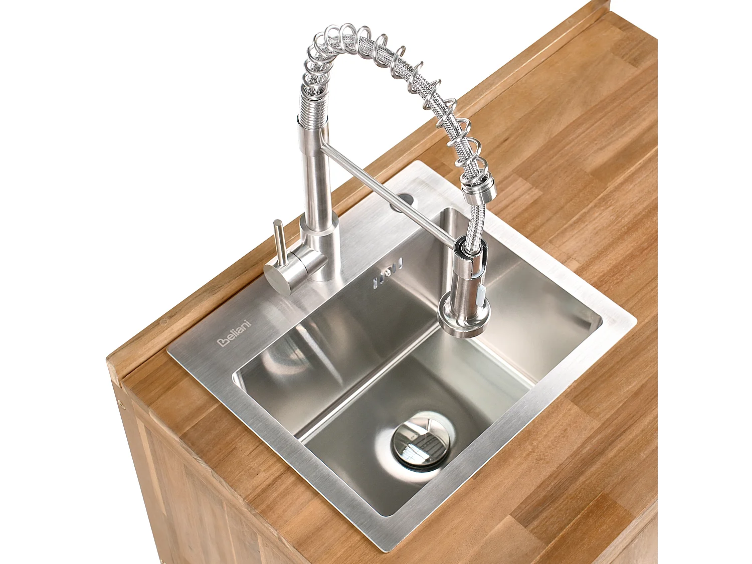 Mobile da cucina per esterni con lavello VENOSA Legno d'acacia Marrone