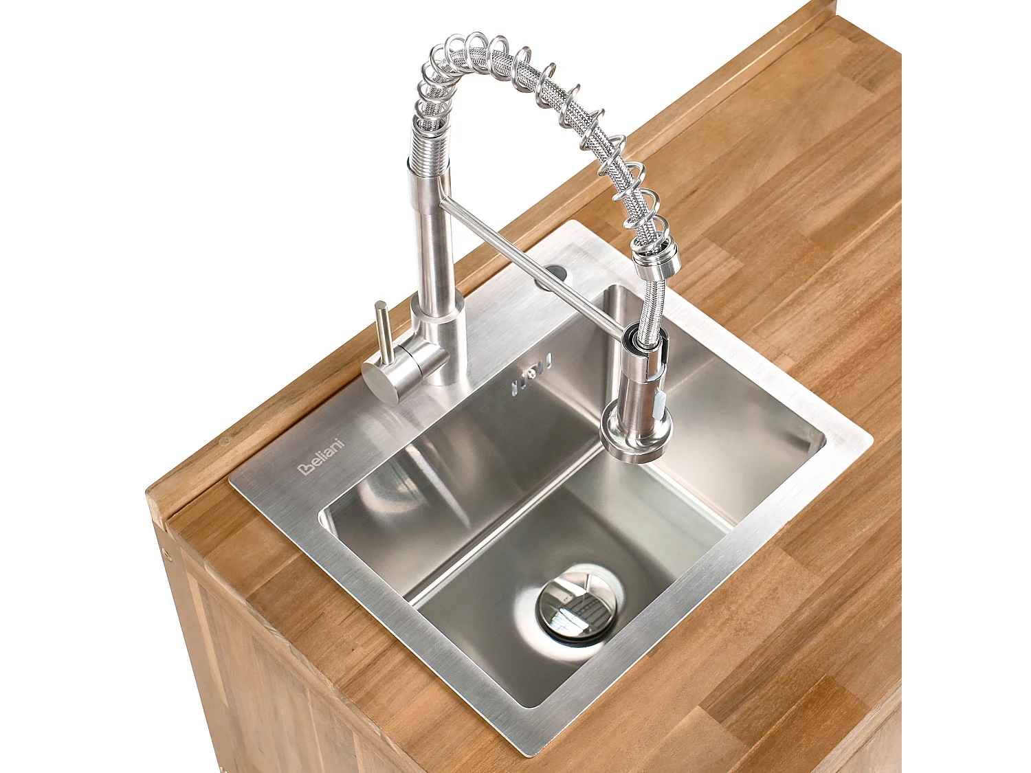 Szafka kuchenna ogrodowa ze zlewem VENOSA Drewno akacjowe Brązowy