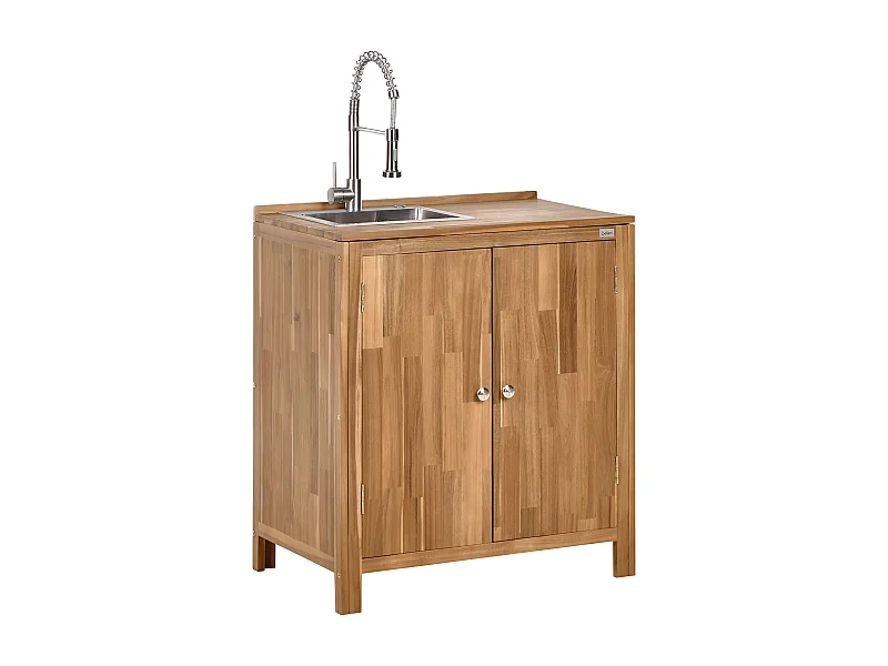 Mobile da cucina per esterni con lavello VENOSA Legno d'acacia Marrone