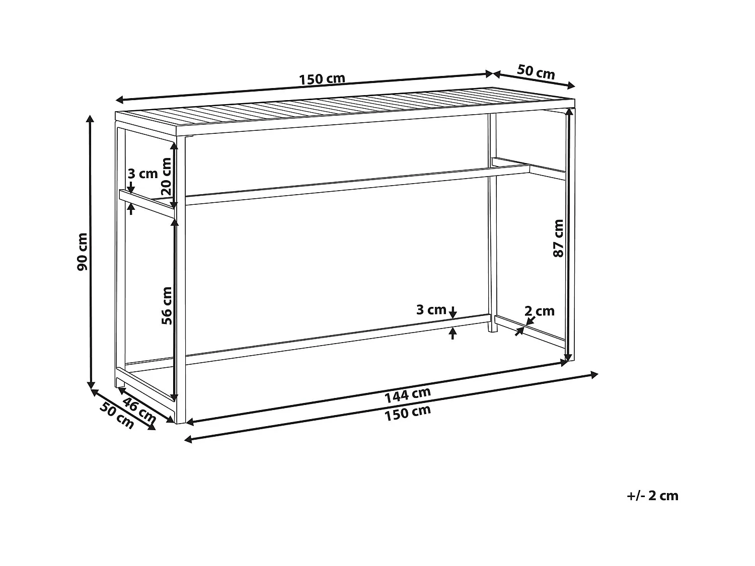 Table de salle à manger de jardin AVETRANA 150 cm 50 cm Marron/blanc
