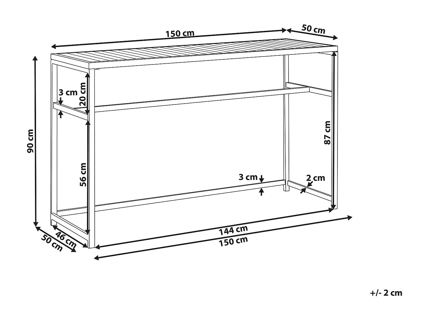 Mesa de refeição de jardim AVETRANA 150 cm 50 cm Castanho/Branco