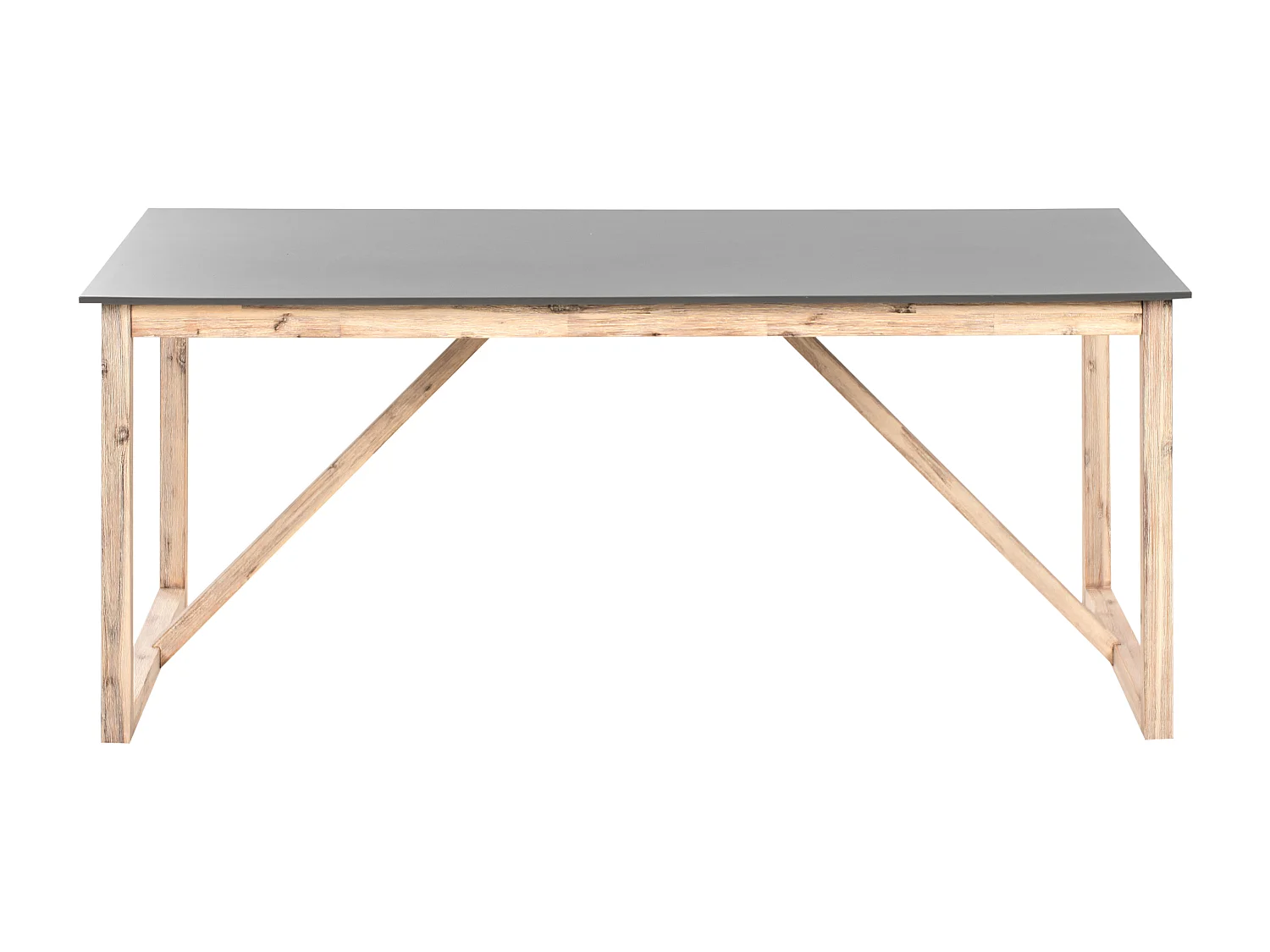 Gartentisch Beton grau mit Holzbeinen rechteckig 180x90cm Industrie-Stil Notteri