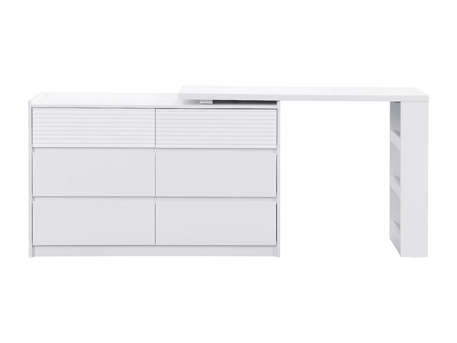 Commode coiffeuse 6 tiroirs et 3 niches - Blanc - BOPANIA