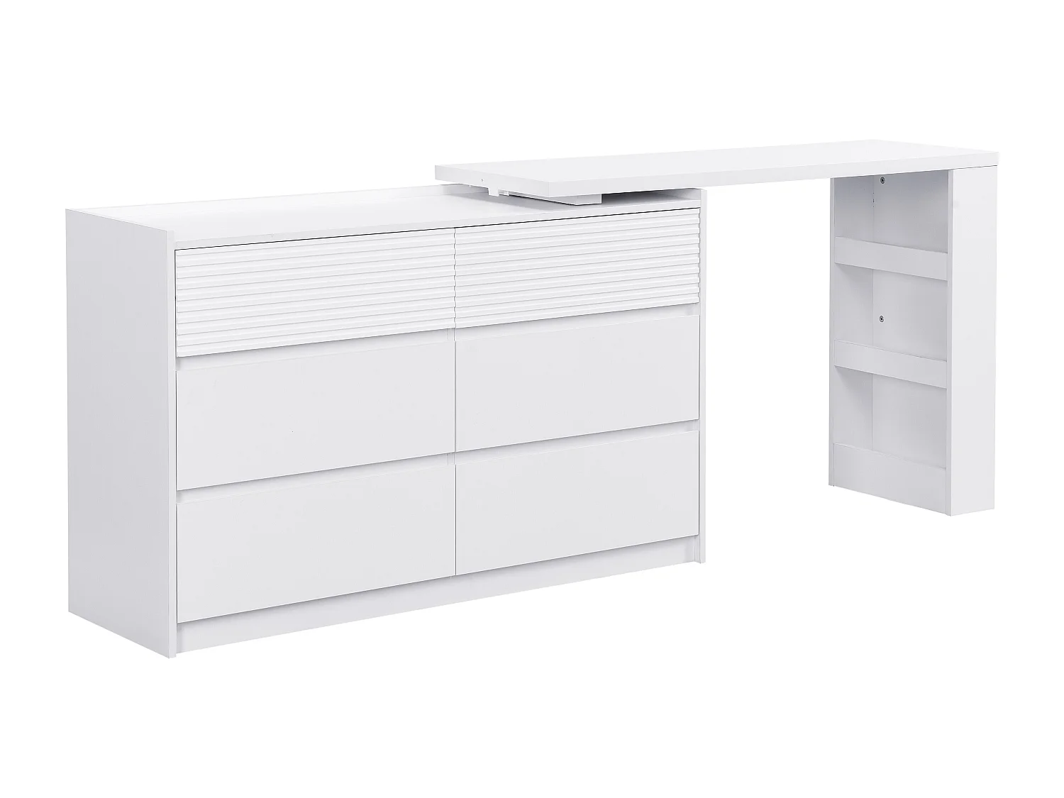 Commode coiffeuse 6 tiroirs et 3 niches - Blanc - BOPANIA