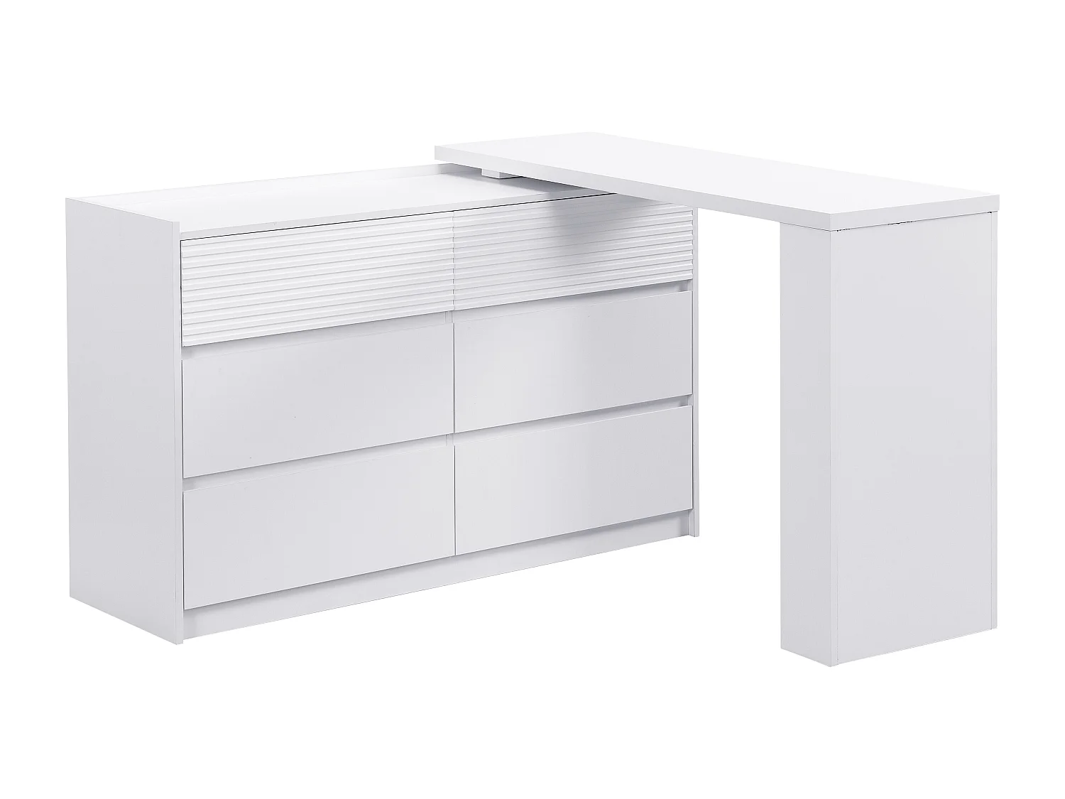Commode coiffeuse 6 tiroirs et 3 niches - Blanc - BOPANIA