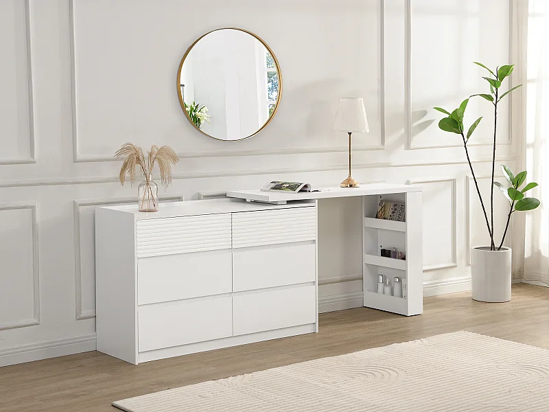 Cómoda toucador 6 gavetas e 3 nichos branco - BOPANIA