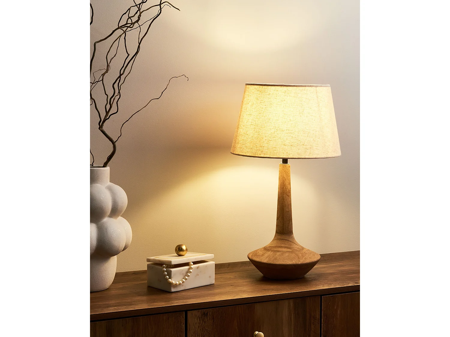 Lampe à poser GODAWARI Bois de manguier Marron foncé