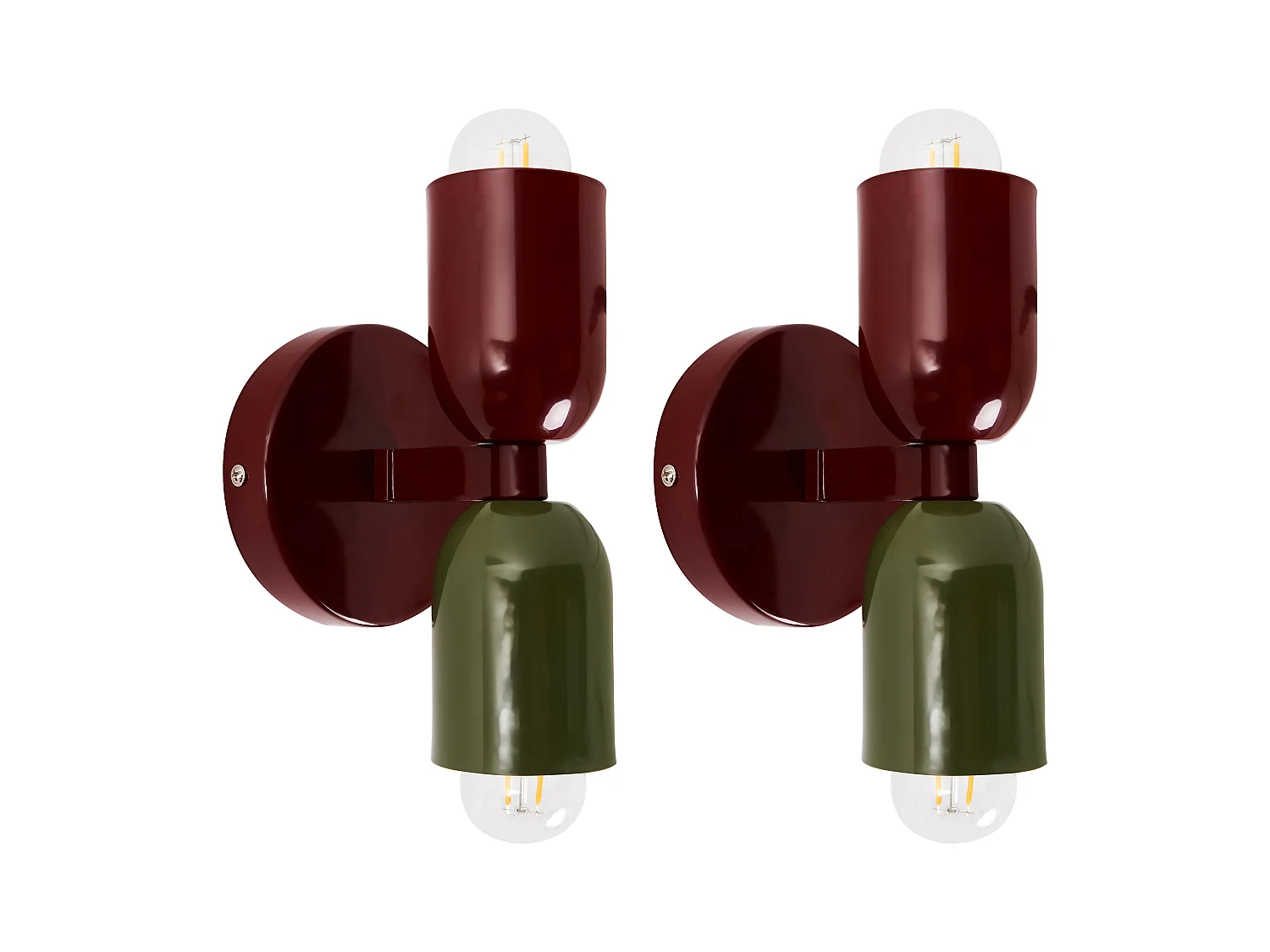 Lot de 2 lampes murales TOPI Métal Rouge/ Vert