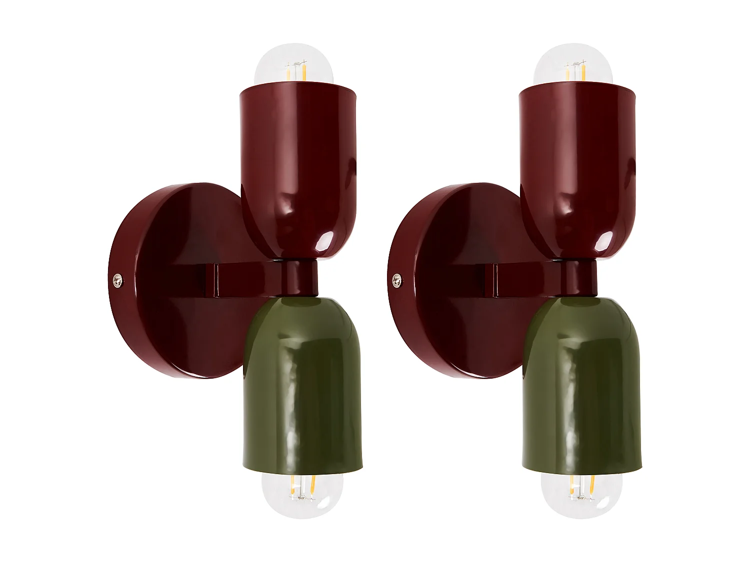 Lot de 2 lampes murales TOPI Métal Rouge/vert