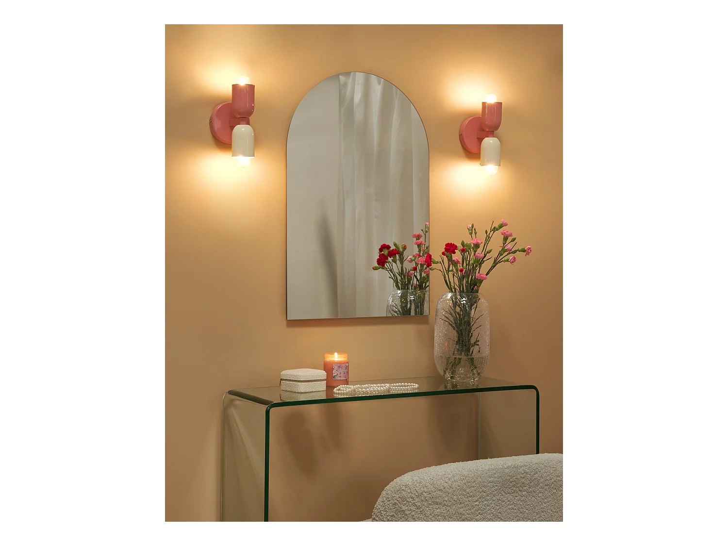 Lot de 2 lampes murales TOPI Métal Rose pastel