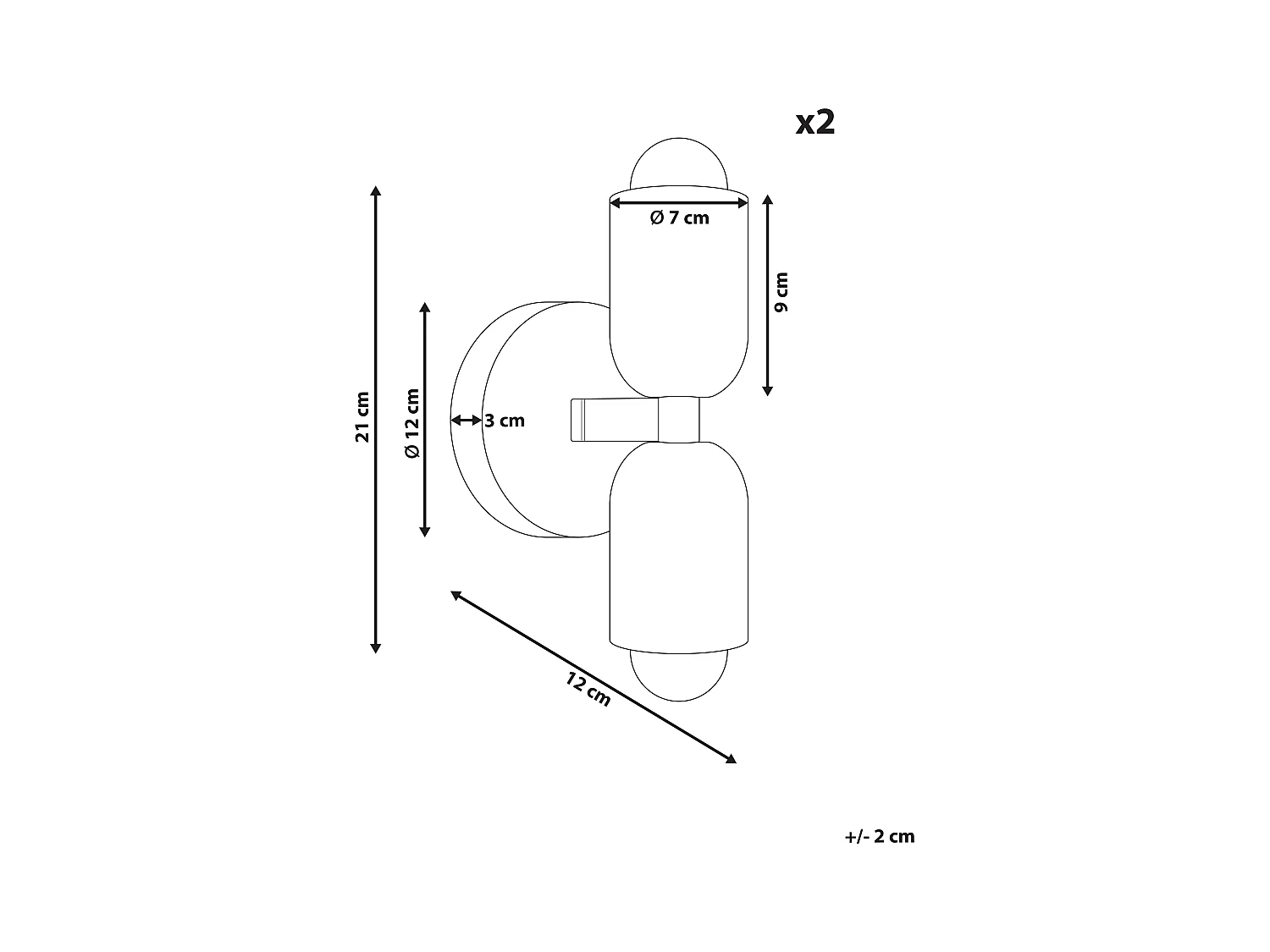 Lot de 2 lampes murales TOPI Métal Rose pastel