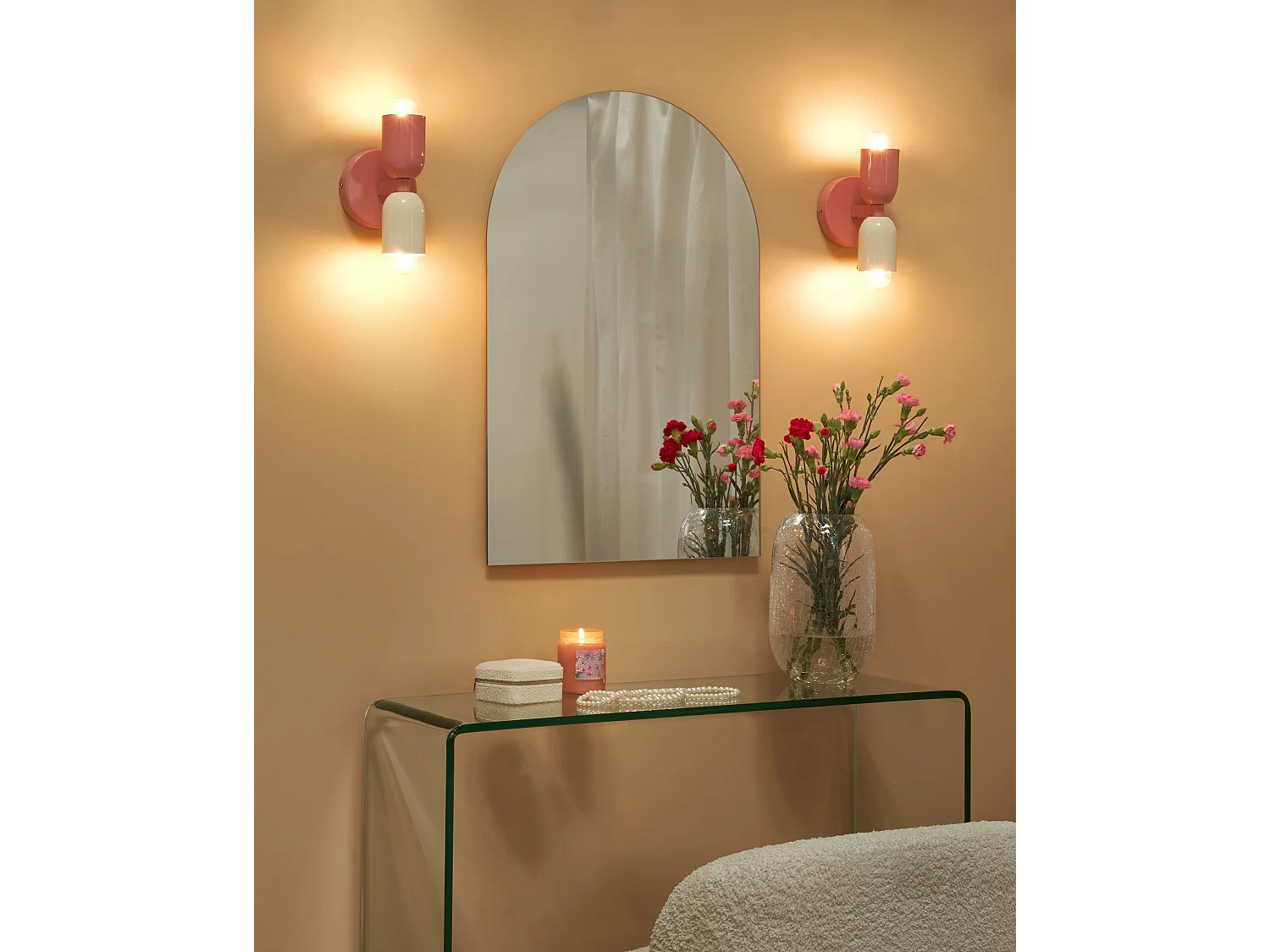 Lot de 2 lampes murales TOPI Métal Rose pastel