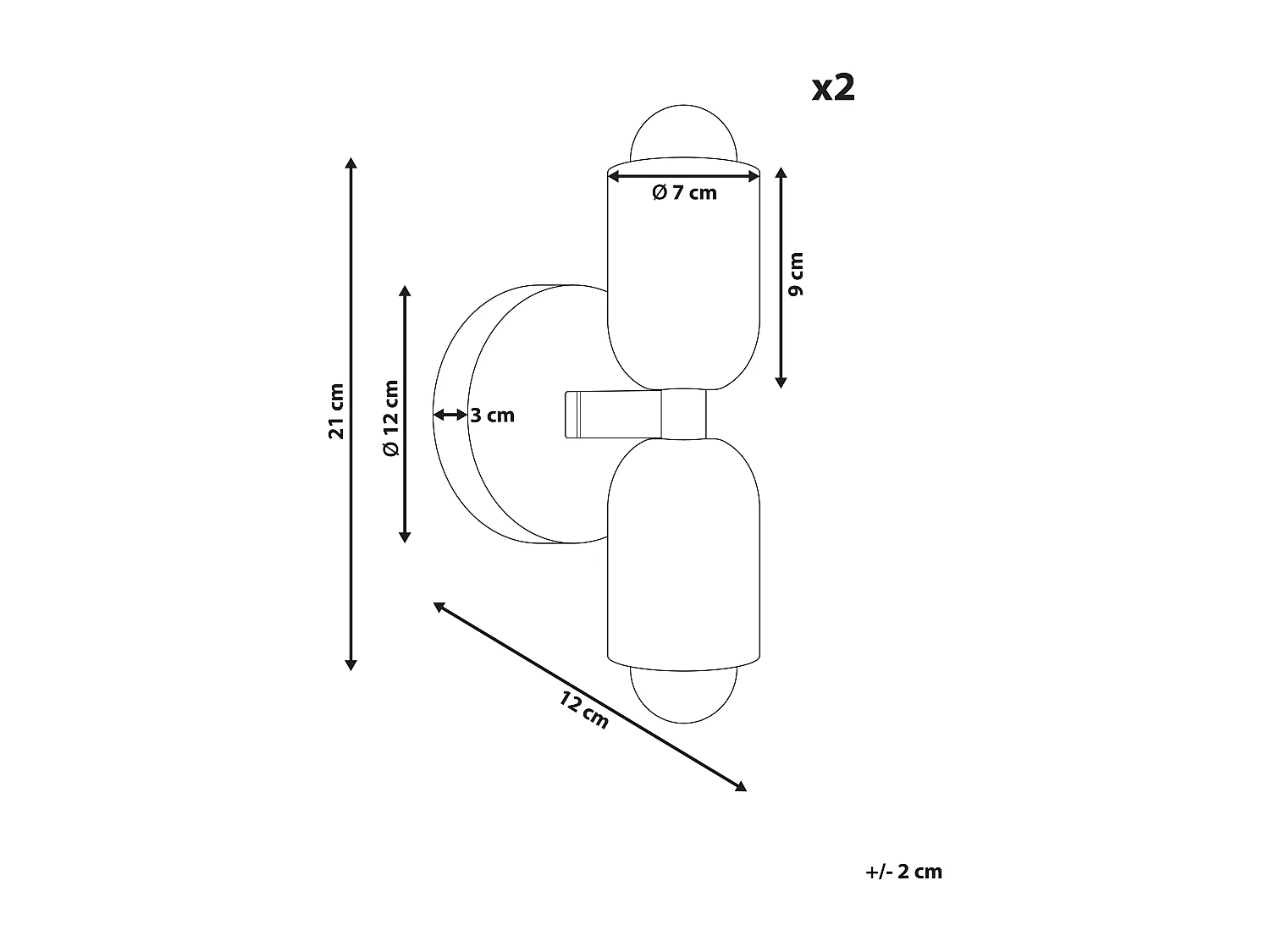 Doppelkopf Wandleuchte 2er Set Metall cremeweiß / grün 2-flammig Retro Topi