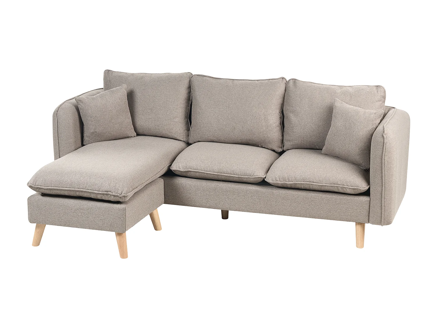 Sofa DALVIK Jasnobrązowy z otomaną dla 3 osób