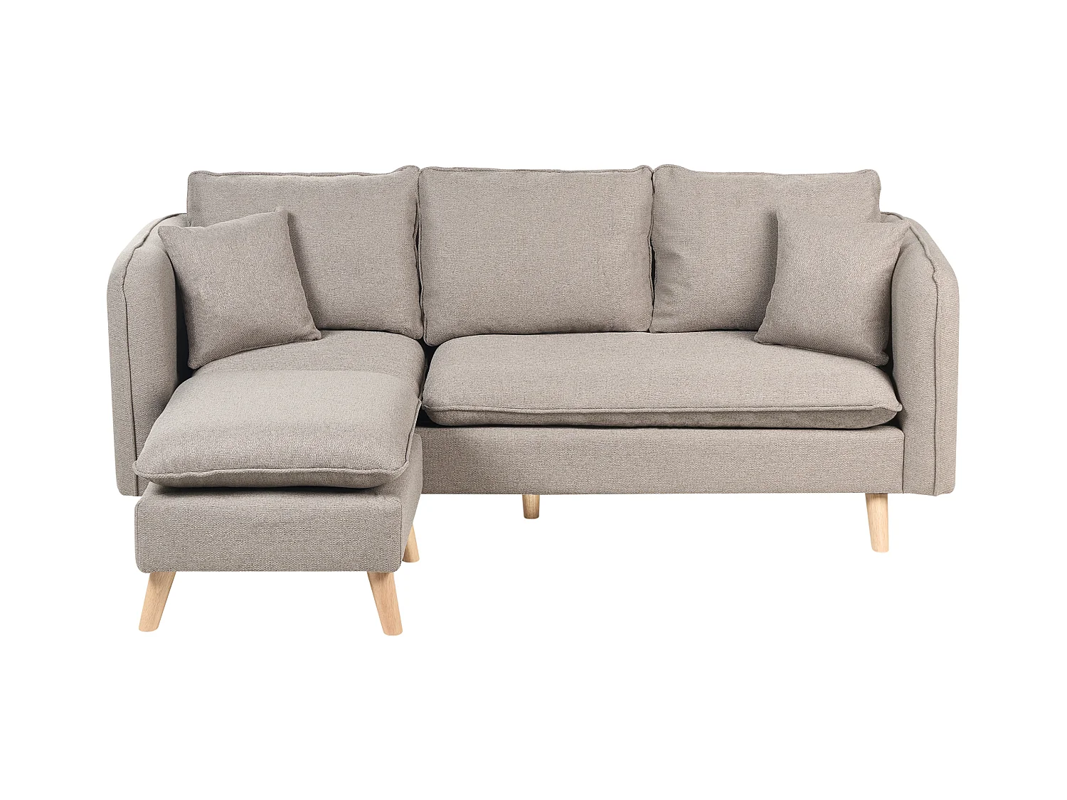 3-Sitzer Sofa Stoff braun gesteppt mit losen Kissen hohen Holzbeinen Dalvik