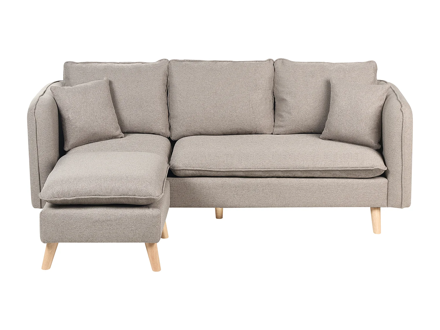 Canapé 3 places DALVIK Tissu Marron clair avec ottoman