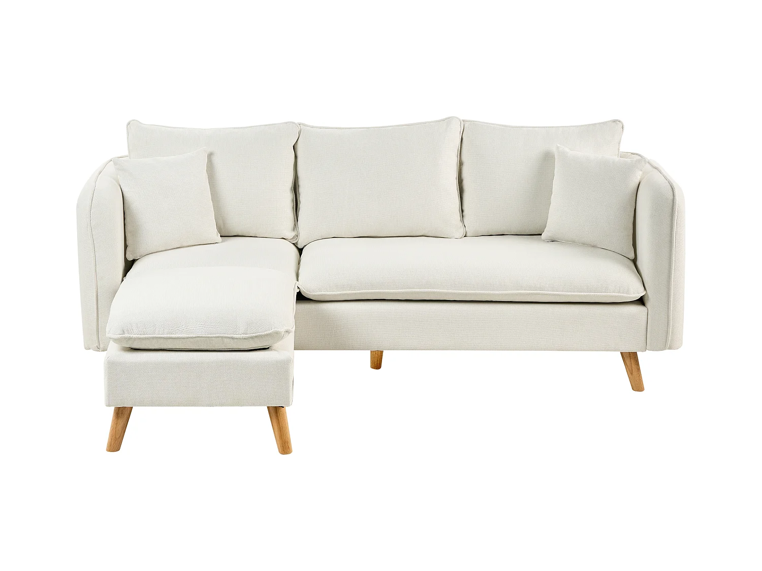 Canapé 3 places DALVIK Tissu Blanc avec ottoman