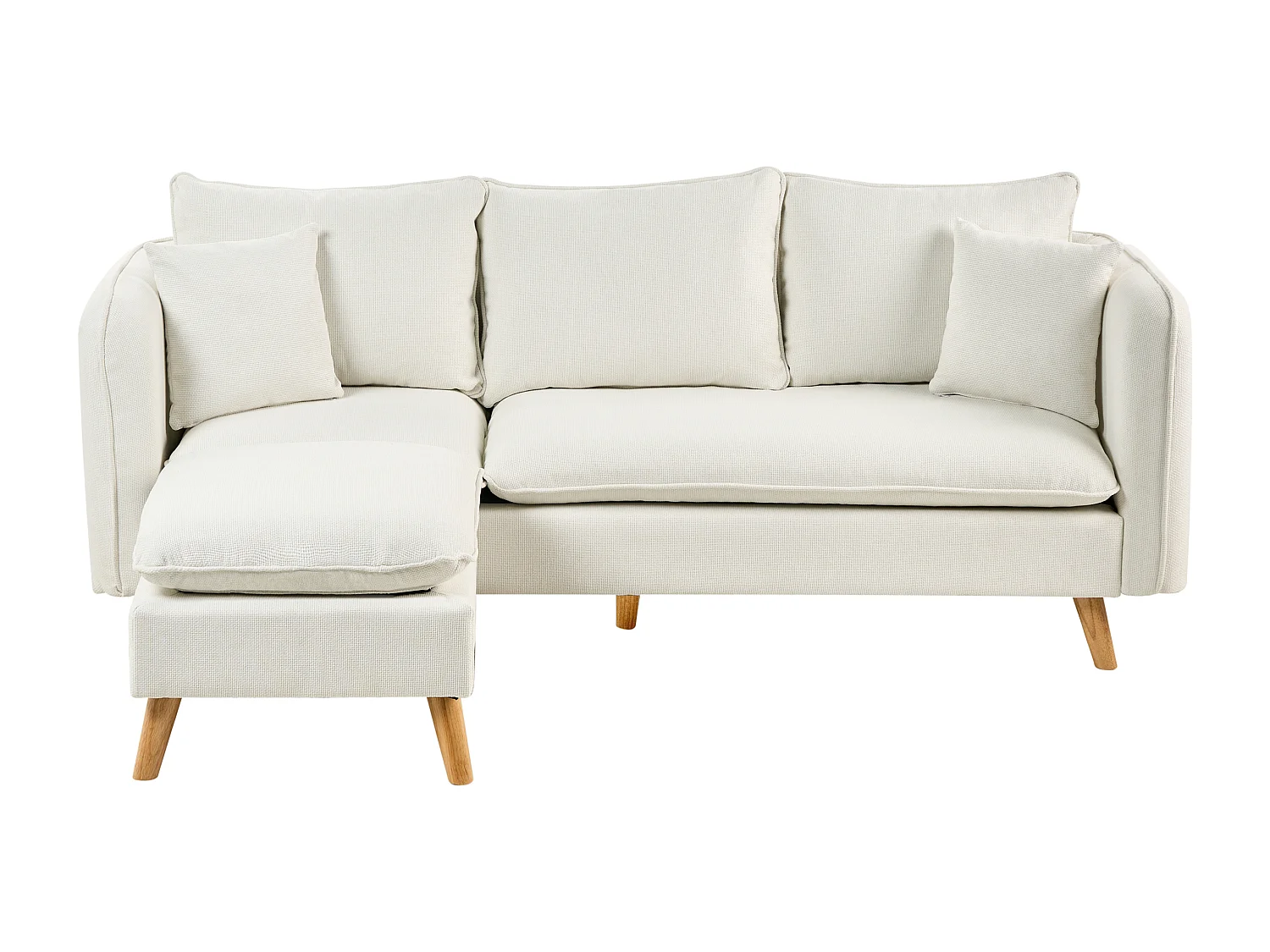 Canapé 3 places DALVIK Tissu Blanc avec ottoman