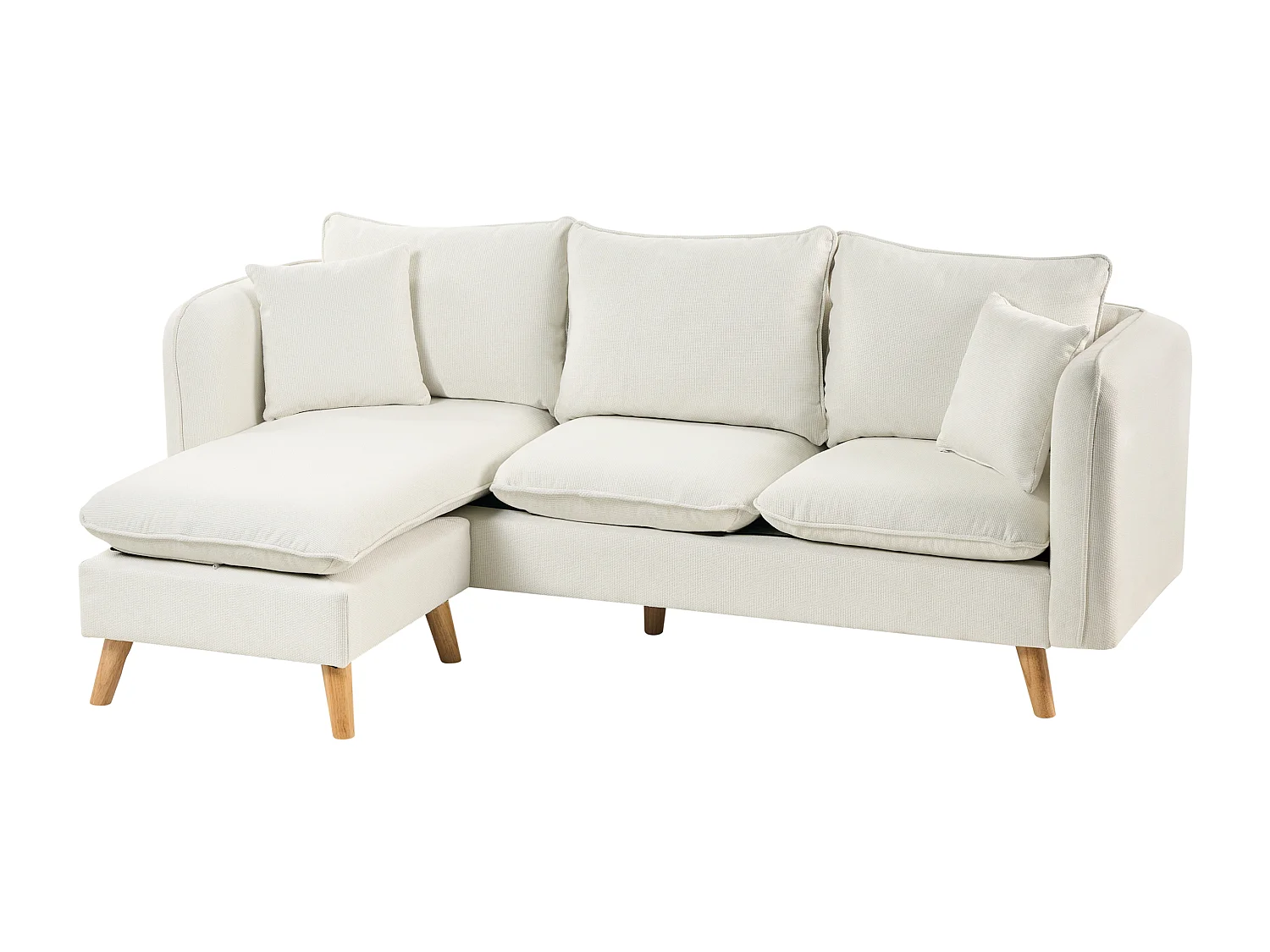 Canapé 3 places DALVIK Tissu Blanc avec ottoman