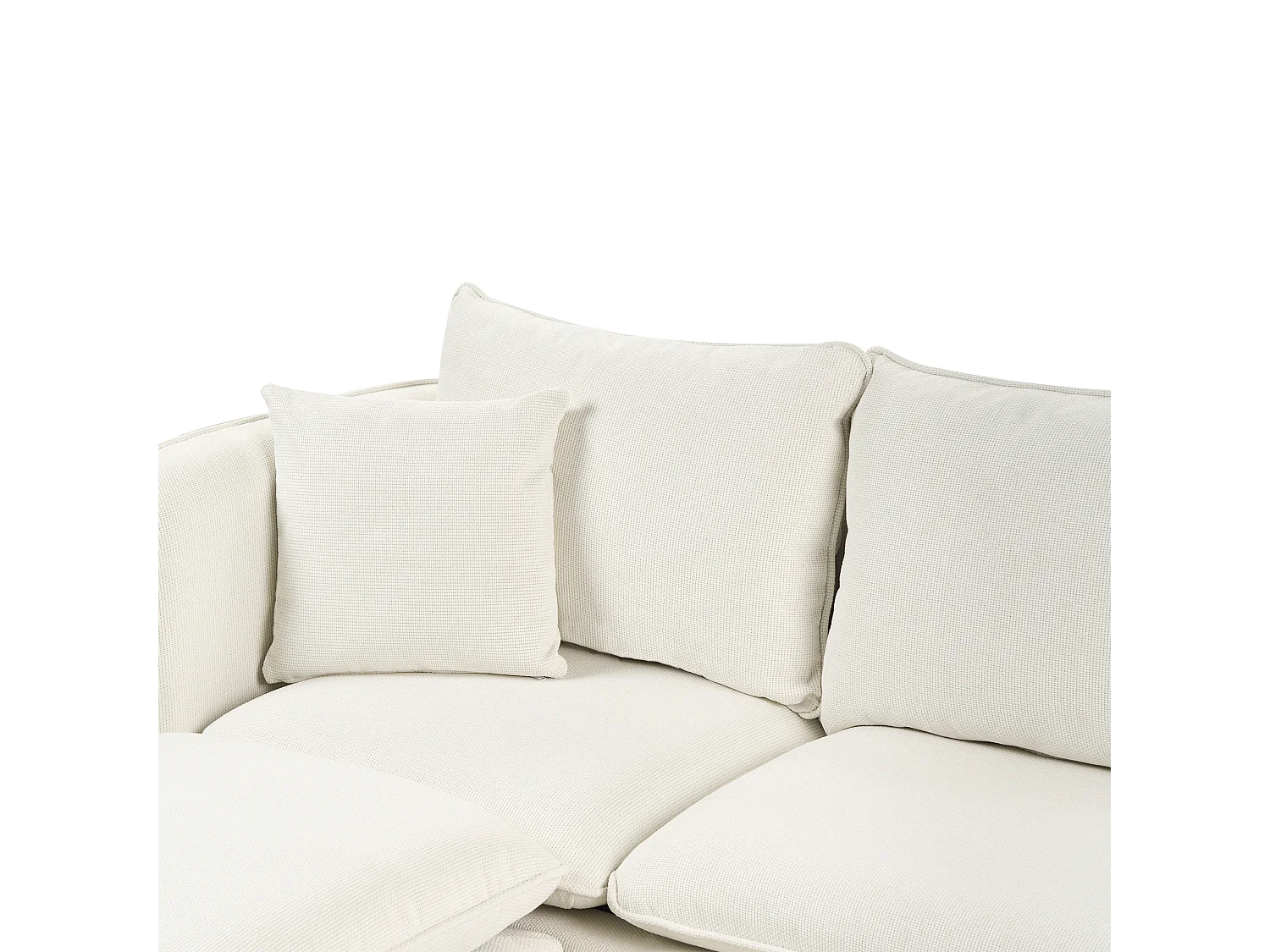 Canapé 3 places DALVIK Tissu Blanc avec ottoman