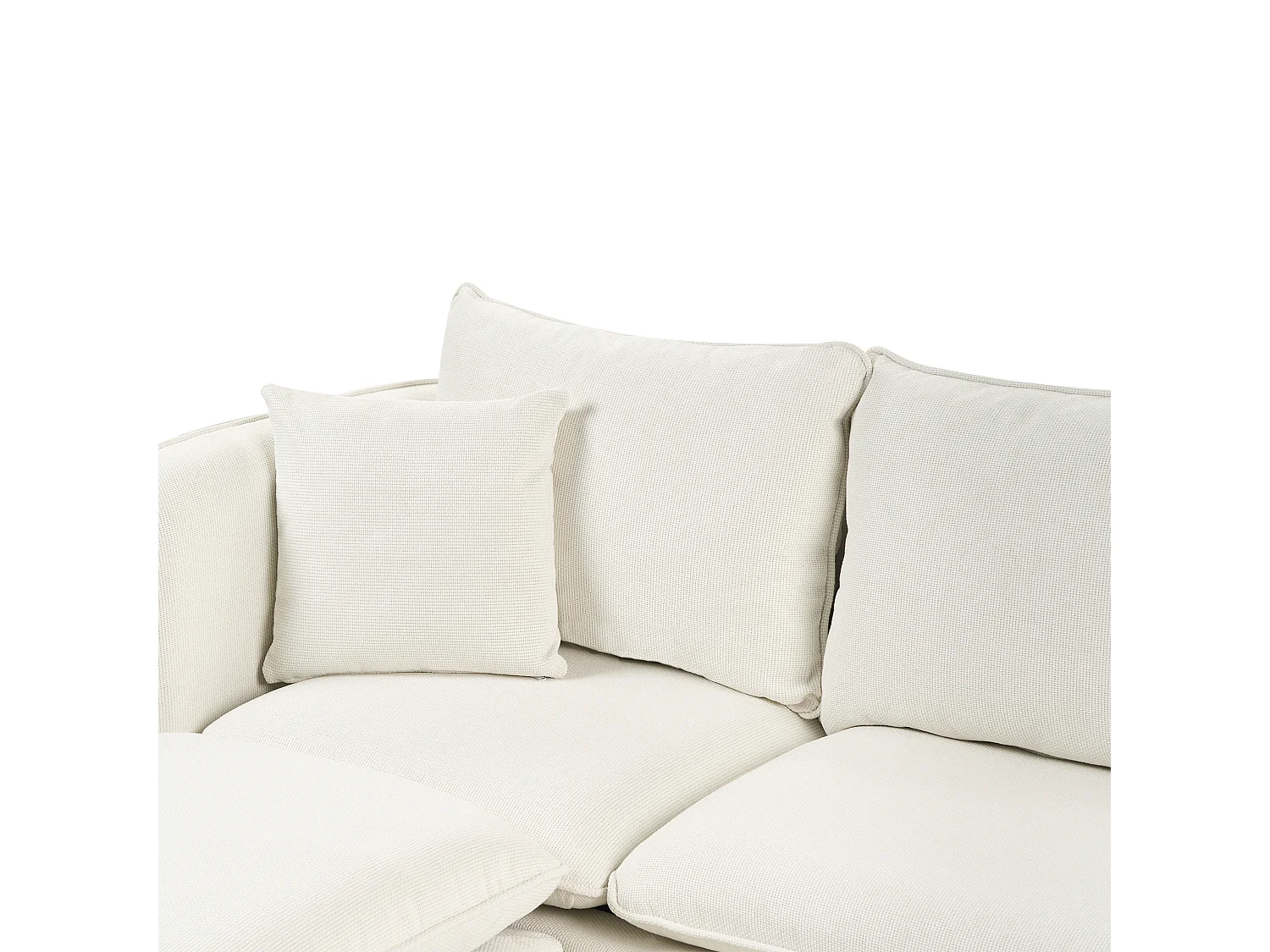 Canapé 3 places DALVIK Tissu Blanc avec ottoman