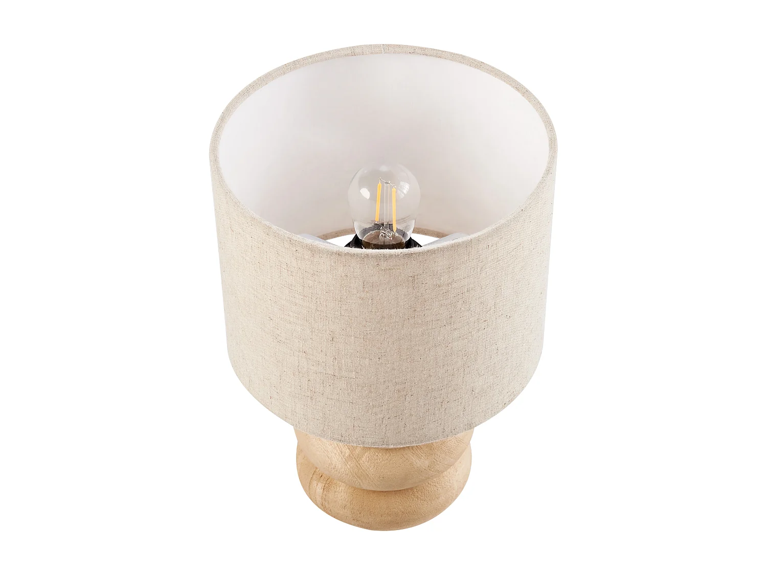 Tischlampe Baumwolle Mangoholz beige / hell braun modernes Design Betwa