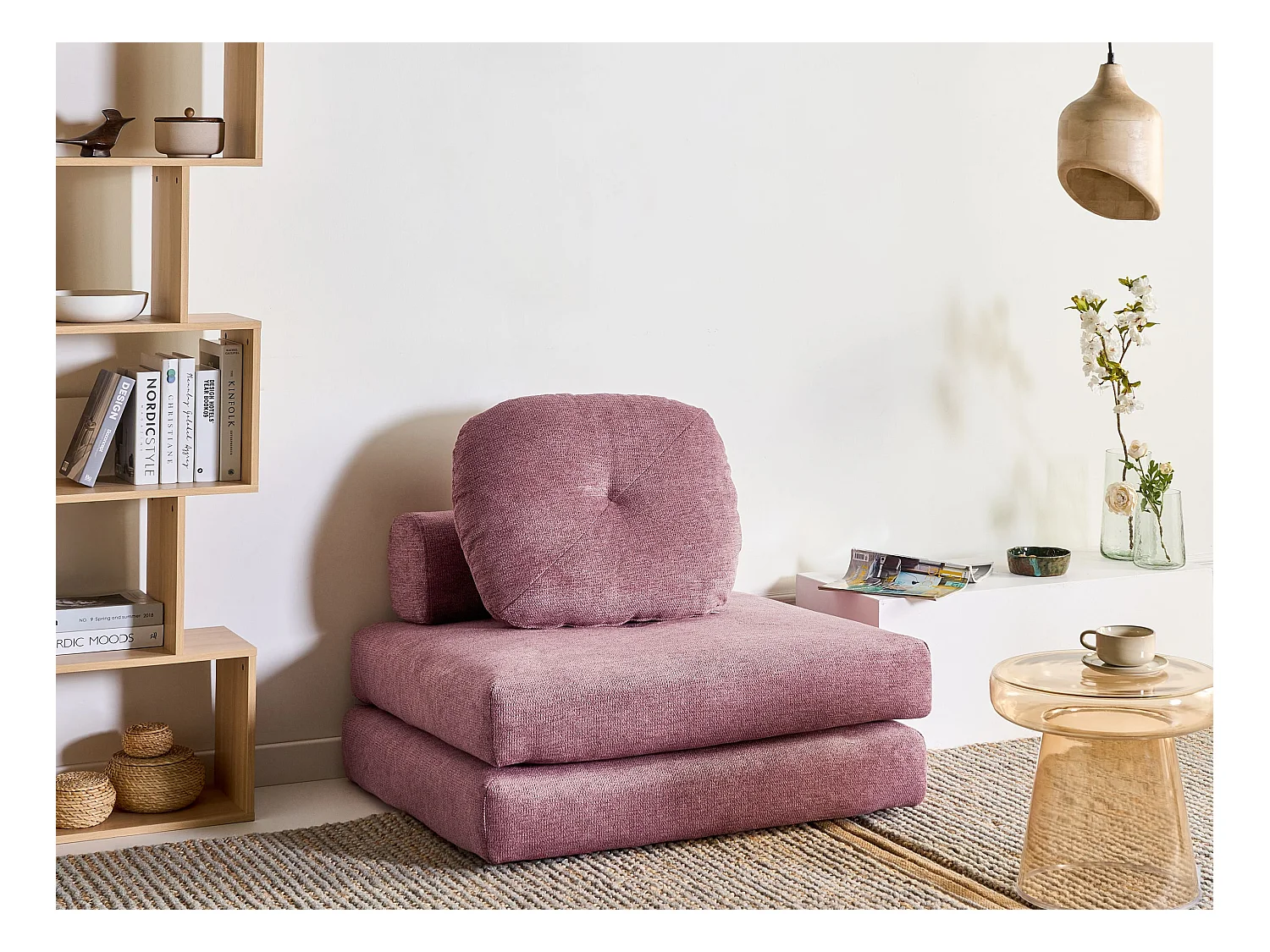 Sofa rozkładana jednoosobowa OLDEN Różowy