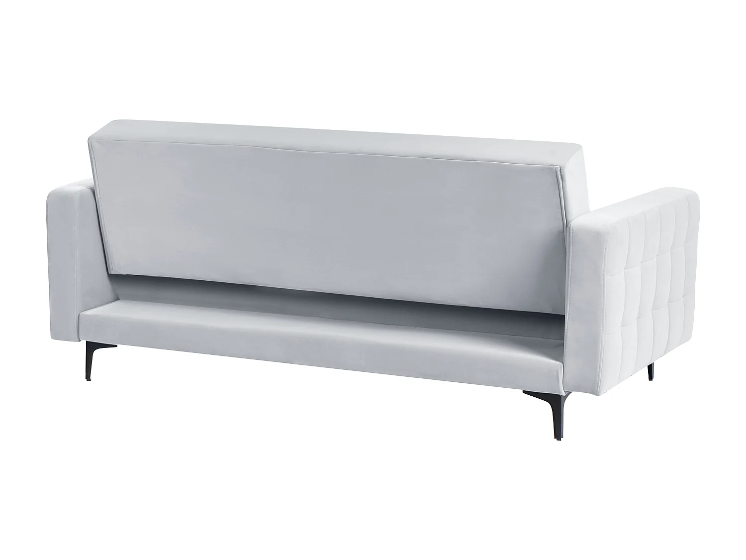 3-Sitzer Schlafsofa Samt hell grau gesteppt Metallgestell schwarz Aberdeen