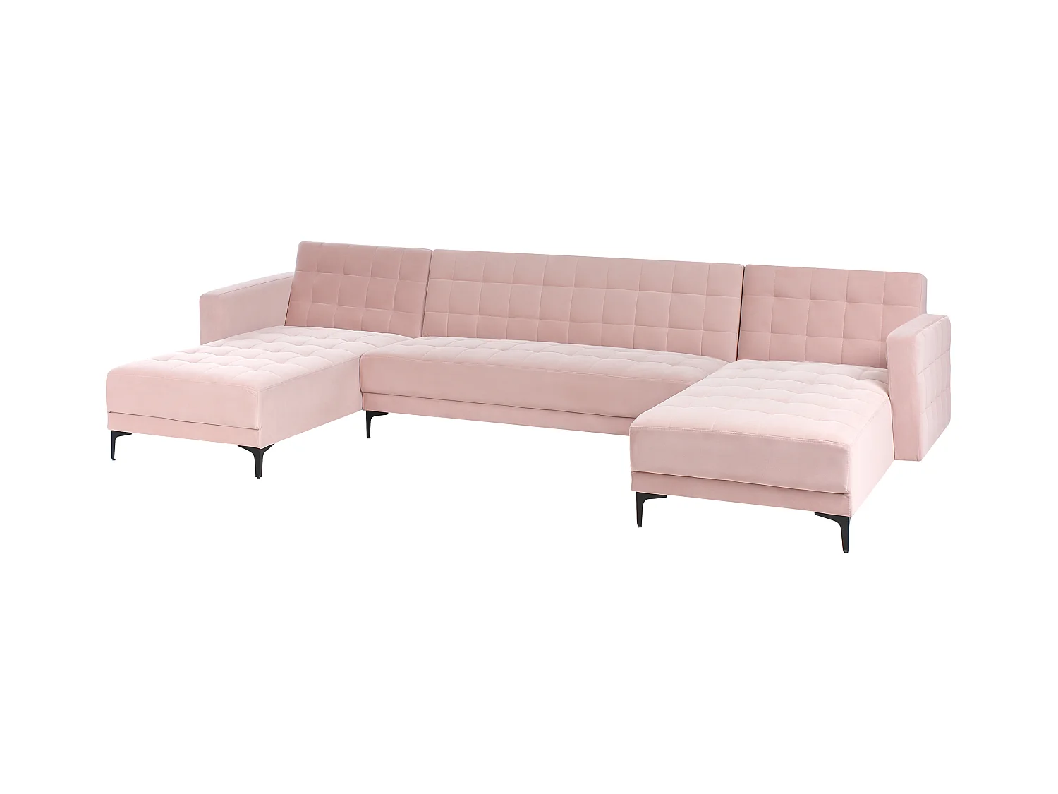 Modulaire U-vormige slaapbank ABERDEEN Fluweel Pastelroze 5-zitter