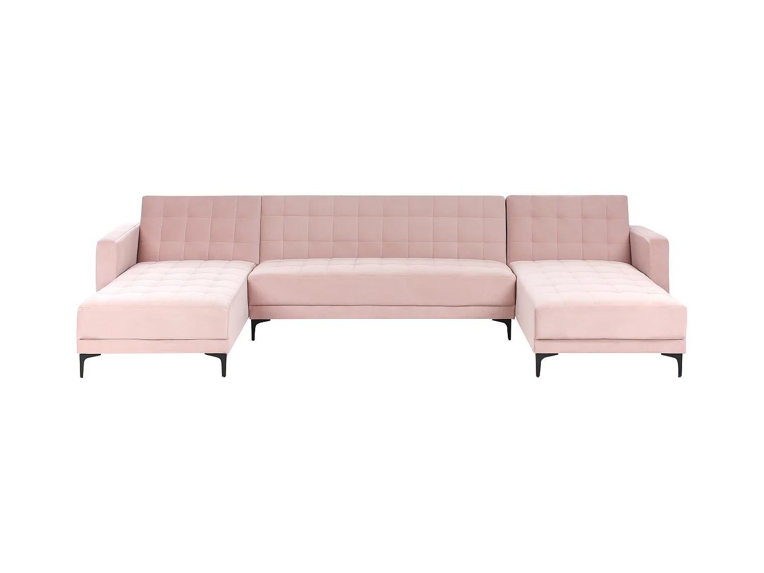 Canapé-lit modulable en forme de U 5 places ABERDEEN Velours Rose pastel