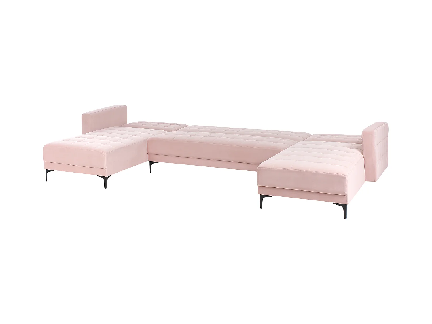 Canapé-lit modulable en forme de U 5 places ABERDEEN Velours Rose pastel