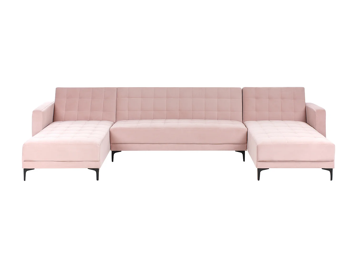 Canapé-lit modulable en forme de U 5 places ABERDEEN Velours Rose pastel