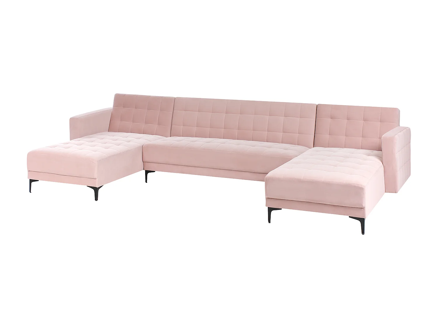 Canapé-lit modulable en forme de U 5 places ABERDEEN Velours Rose pastel
