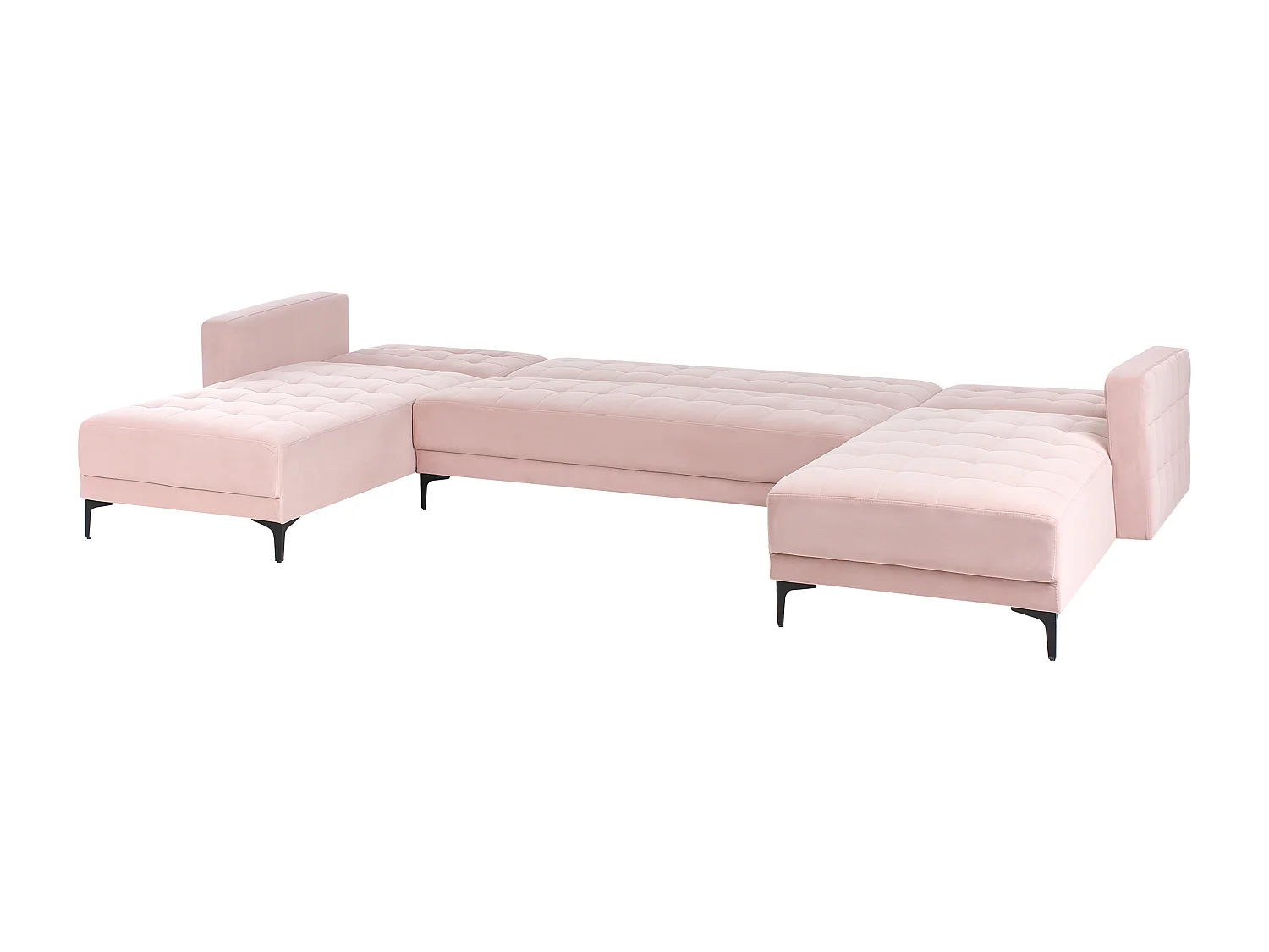 Canapé-lit modulable en forme de U 5 places ABERDEEN Velours Rose pastel