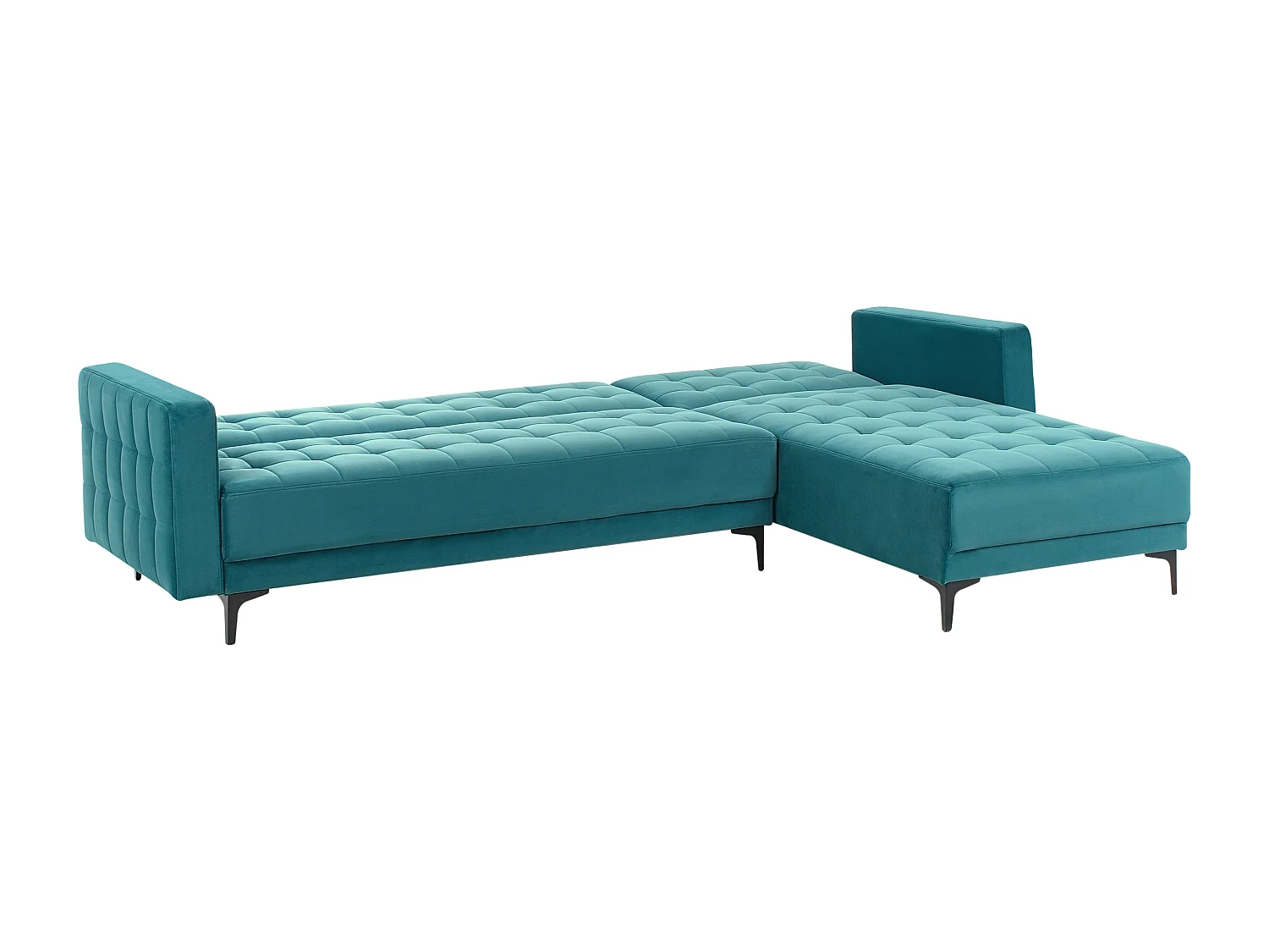 Modulaire hoekslaapbank ABERDEEN Fluweel Zeeblauw 4-zitter Linkerzijde