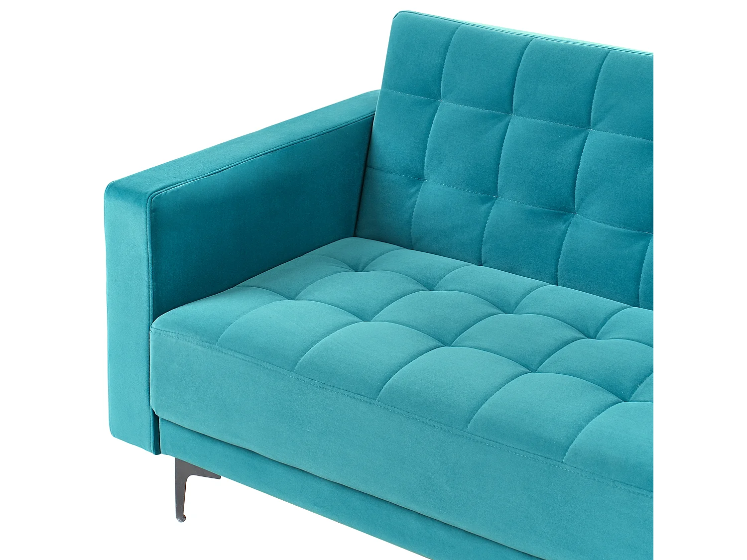 Modulaire hoekslaapbank ABERDEEN Fluweel Zeeblauw 4-zitter Linkerzijde