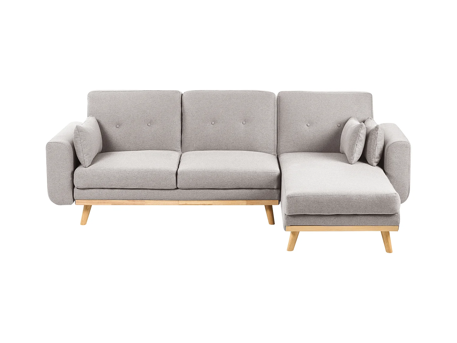 Canapé d'Angle à droite en Tissu Rembourré en Forme de L Convertible avec Coussins Gris Kaarina