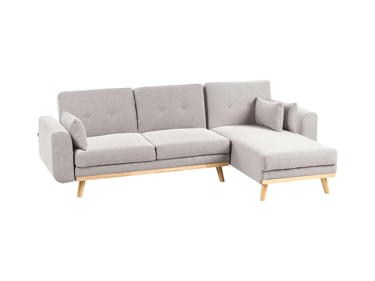 Canapé d'Angle à droite en Tissu Rembourré en Forme de L Convertible avec Coussins Gris Kaarina