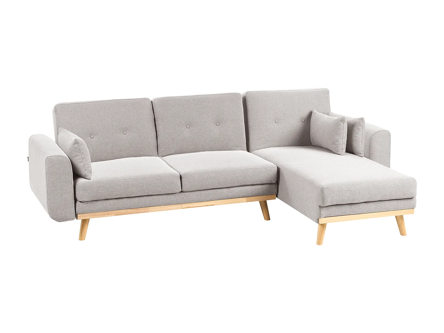 Canapé d'Angle à droite en Tissu Rembourré en Forme de L Convertible avec Coussins Gris Kaarina