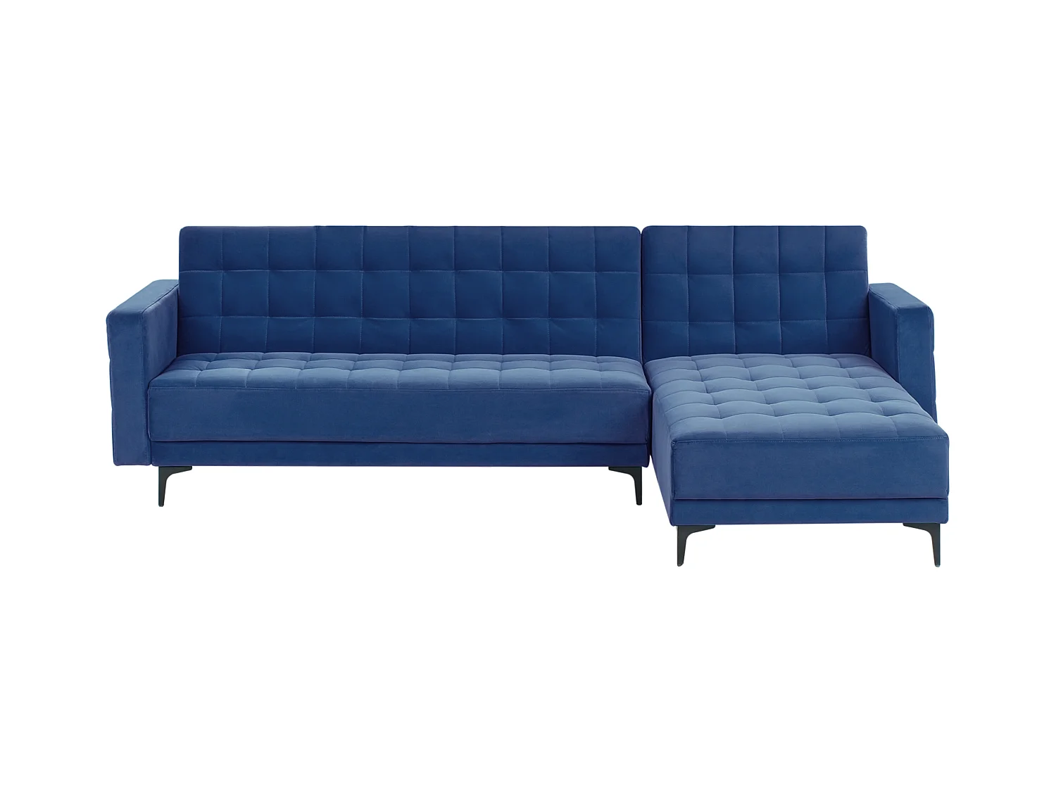 4-Sitzer Eckschlafsofa L-förmig links Samt blau gesteppt Aberdeen