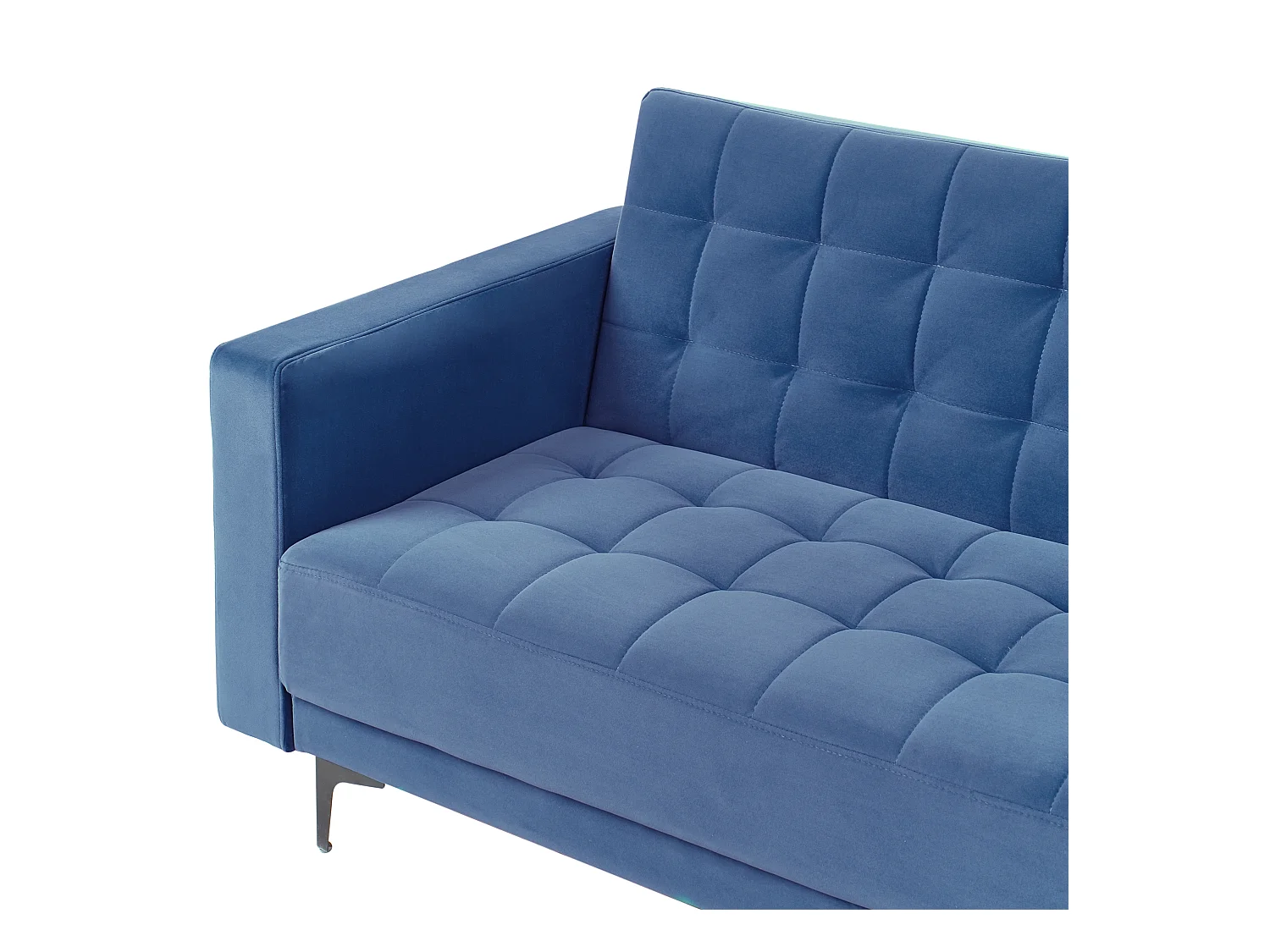 4-Sitzer Eckschlafsofa L-förmig links Samt blau gesteppt Aberdeen