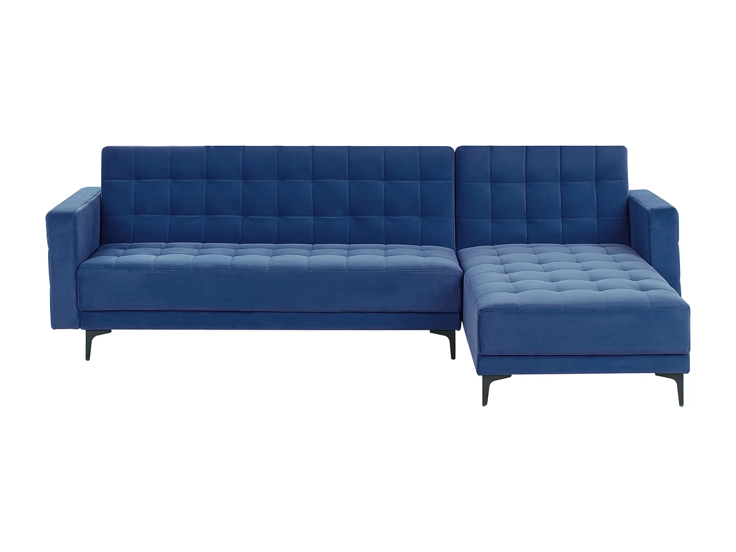 4-Sitzer Eckschlafsofa L-förmig links Samt blau gesteppt Aberdeen