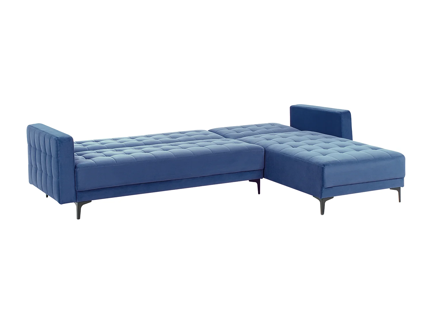 4-Sitzer Eckschlafsofa L-förmig links Samt blau gesteppt Aberdeen