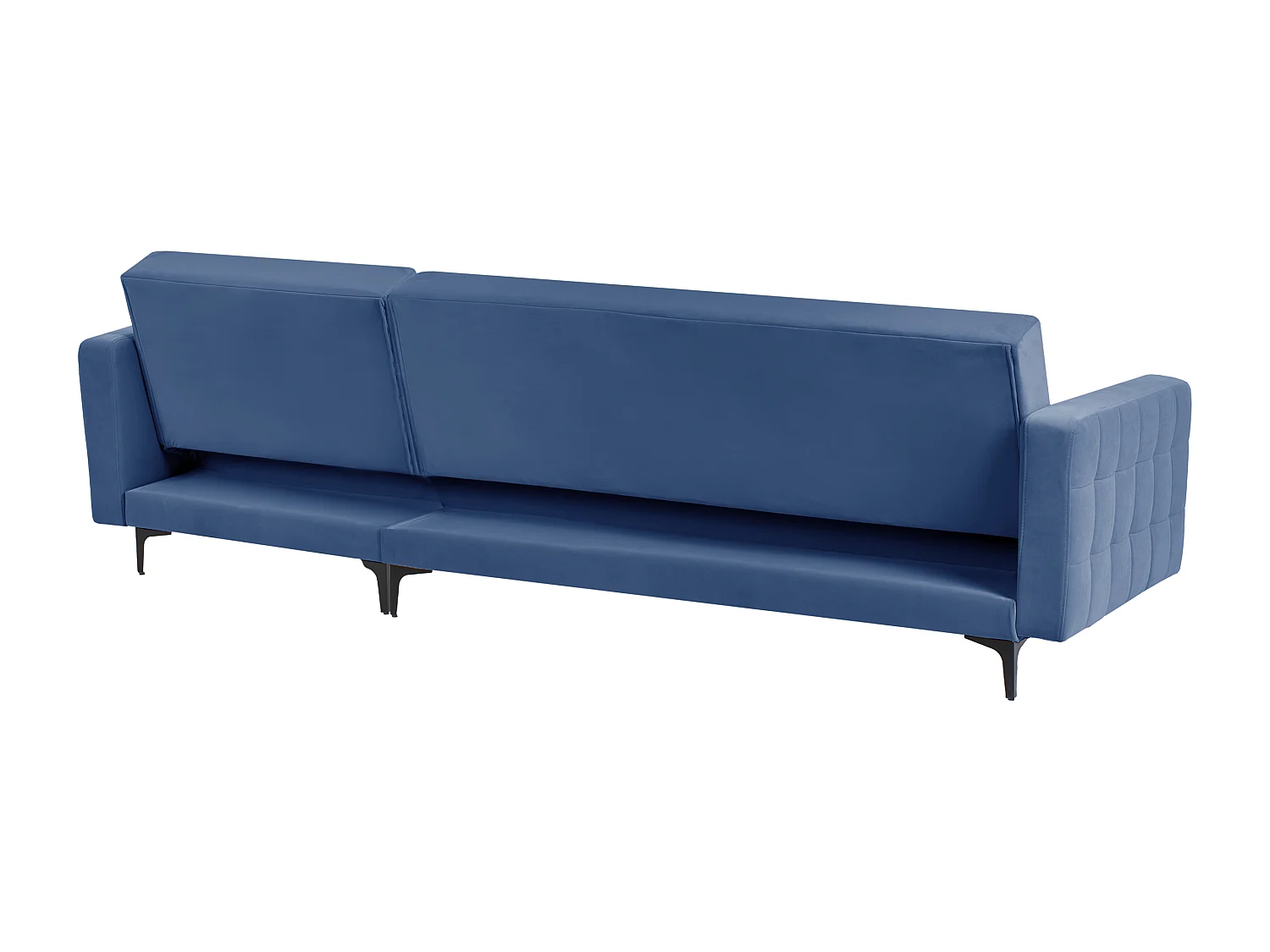 4-Sitzer Eckschlafsofa L-förmig links Samt blau gesteppt Aberdeen