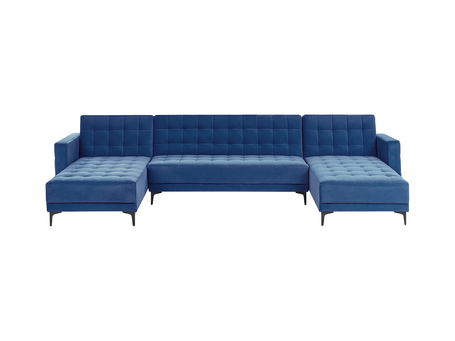 Canapé-lit modulable en forme de U 5 places ABERDEEN Velours Bleu