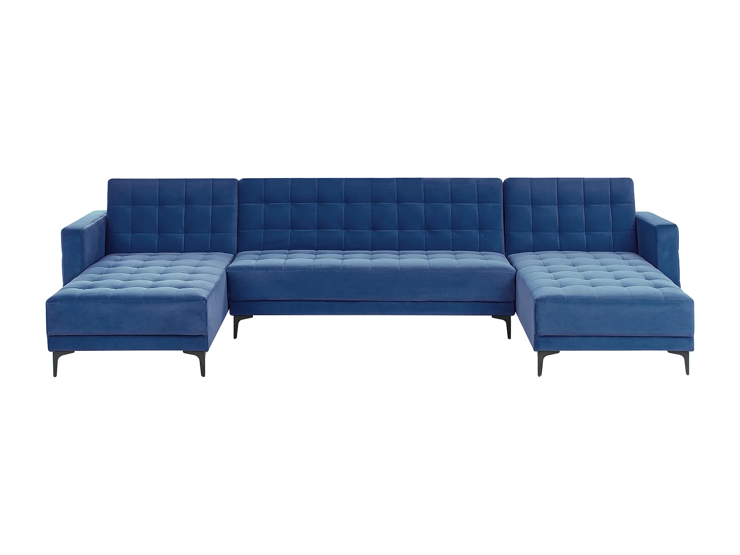 5-Sitzer Schlafsofa U-förmig Samt blau gesteppt mit Armlehnen modern Aberdeen